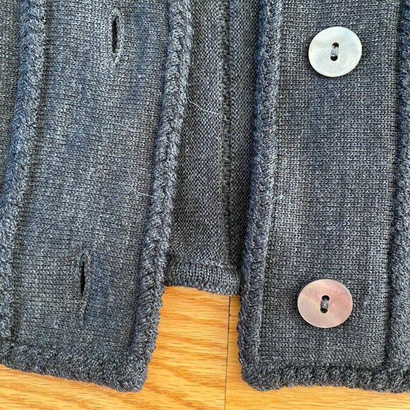 SPADAFORA long sleeve cardigan sweater. Extra fine Merino wool. Dark grey/black. - Picture 4 of 8